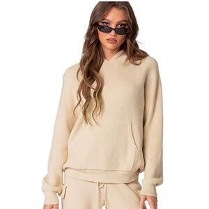 Cozy Women's Cream Hoodie Sweatshirt